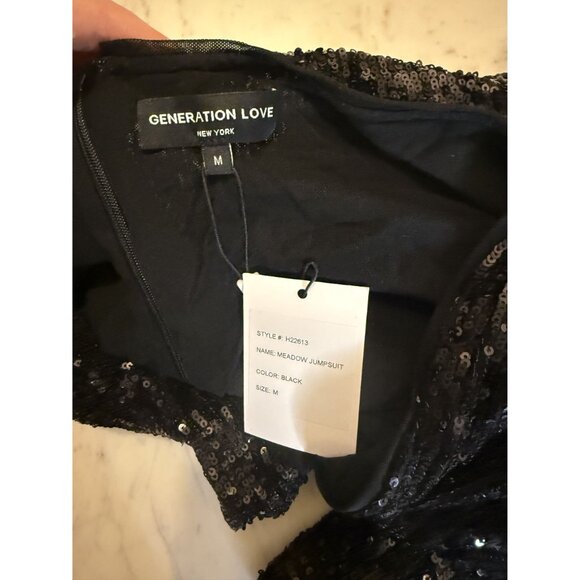 NWT Generation Love Meadow Black Sequin Jumpsuit Sz M $395 [jb] - Picture 4 of 13